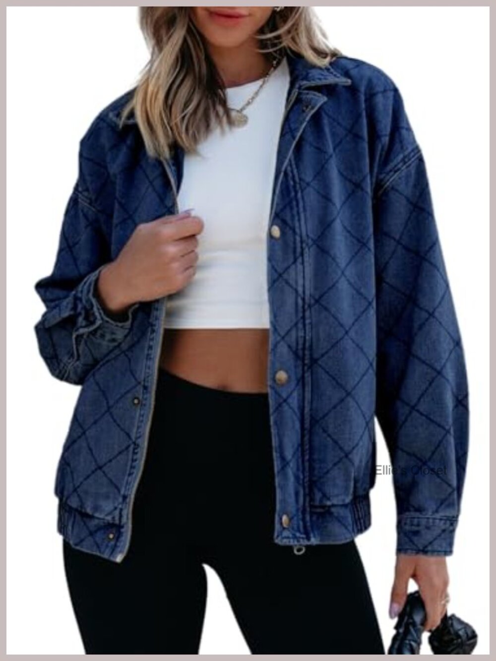 Women's Oversized Denim Jacket Long Sleeve Button Front Shacket Coat